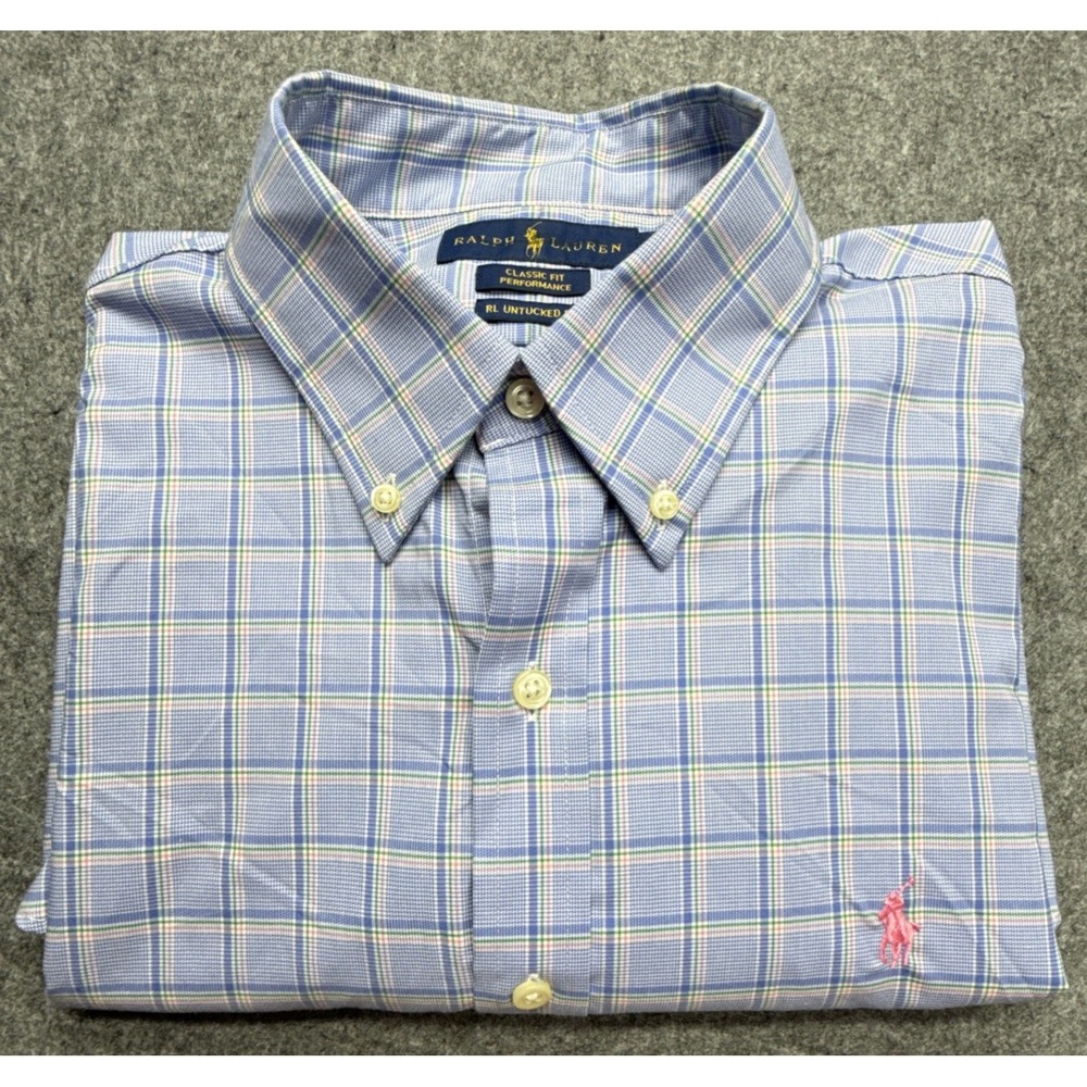 Ralph Lauren Shirt Mens M Classic Fit Performance Untucked Fit Long Sleeve